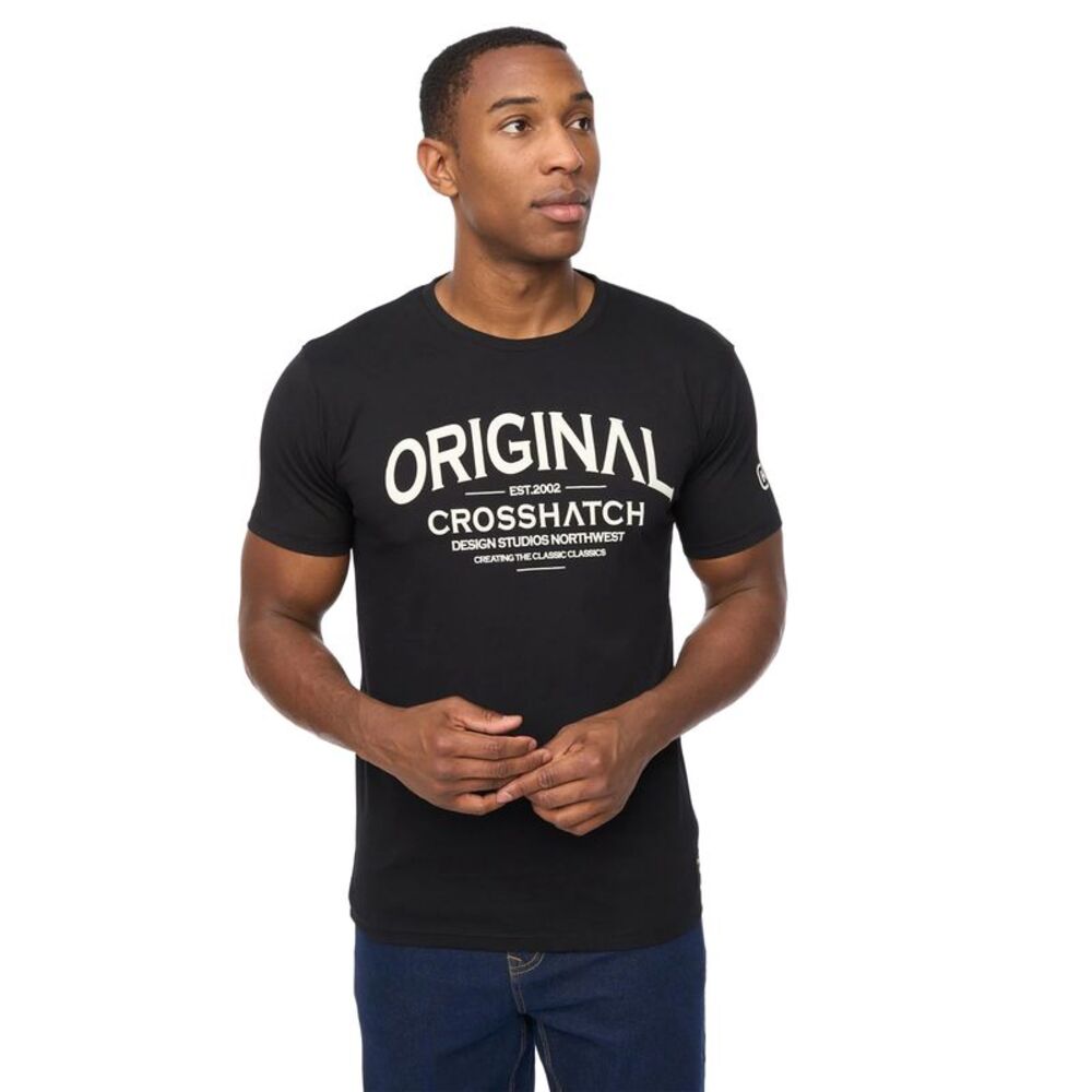 Crosshatch Mens Vintarge T-Shirt / Black